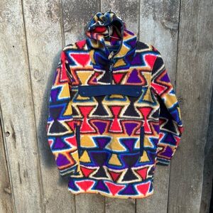 NWT Patagonia Unisex Kids Large 12 Aztec Fleece Cagoule Pullover Hooded Jacket